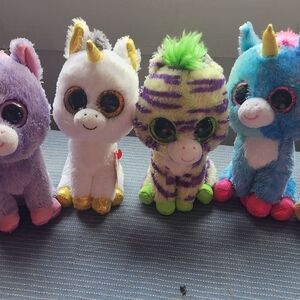 Plush Unicorn Stuffed Toy - White, Green Stripe, Blue, Purple Variants